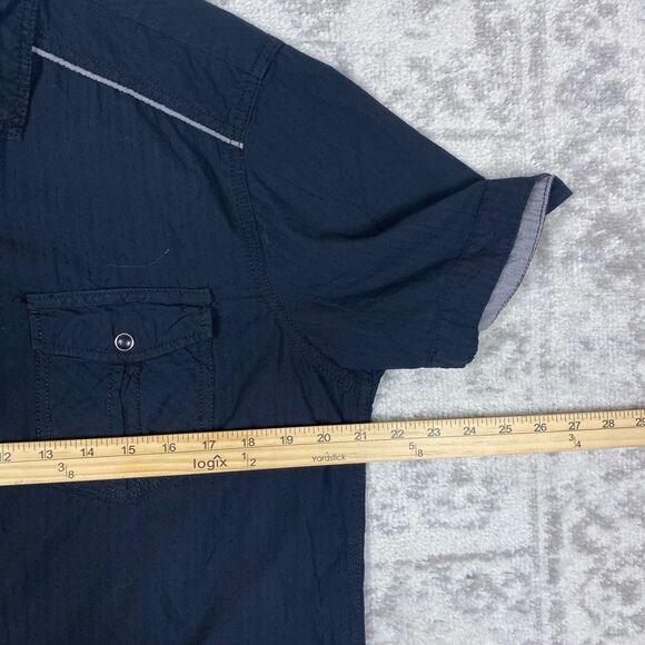 MK Machine Shirt Mens Button Up Graphic Short Sleeve Black Gray Y2K Size Large - Picture 4 of 5